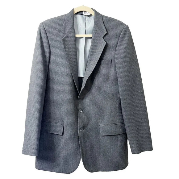 Vtg Haggar Men Gray Blazer 40L Magic Stretch Pockets Single Breast Sport Coat - Picture 1 of 10